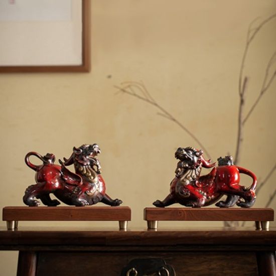 건강 효도 개업선물 천록수 도자기 재물상 나무판없음