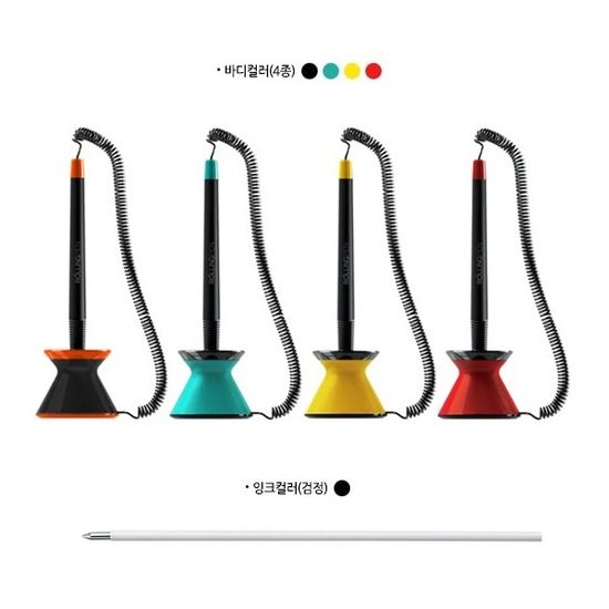 모나미 줄달린 스프링 고정 스탠드볼펜-롤링펜 1자루