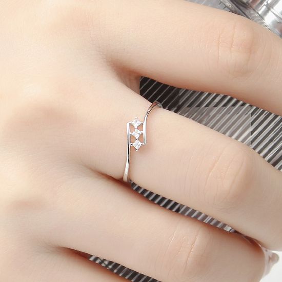 [비쥬홀릭] 실버925 백금도금 별총총 큐빅 은반지