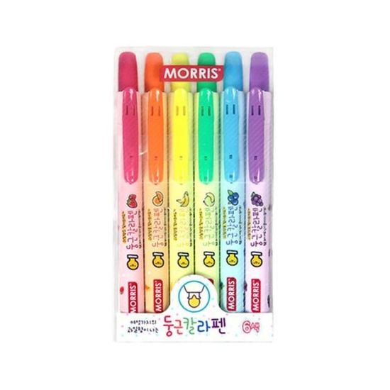모리스 둥근 칼라 펜 형광 6색 세트(W0C599B)
