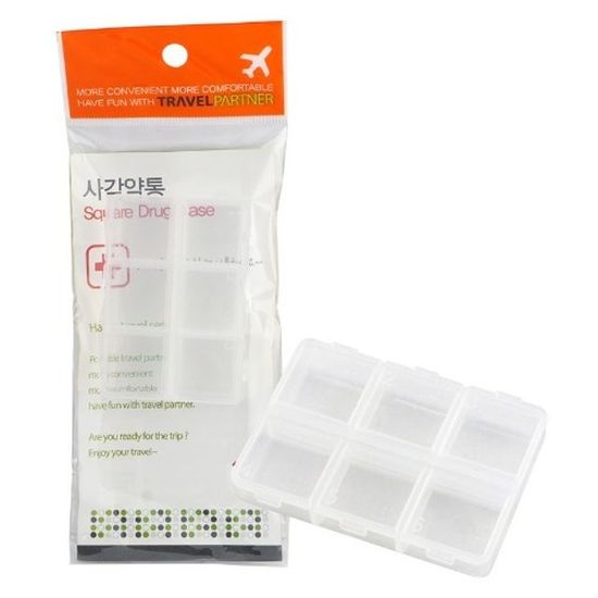 휴대용 사각 약통(6칸) 알약 케이스(W3F5342)