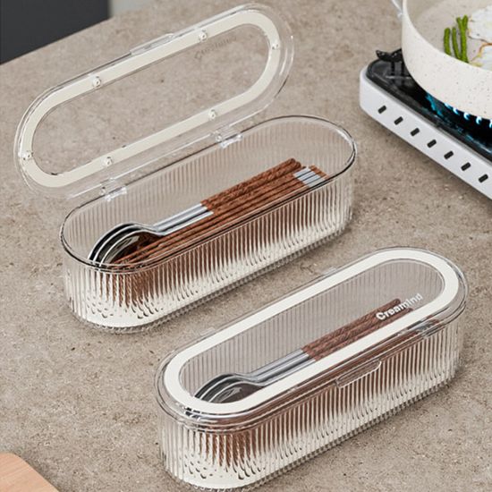 뚜껑있는 물빠짐 수저포크 수납함