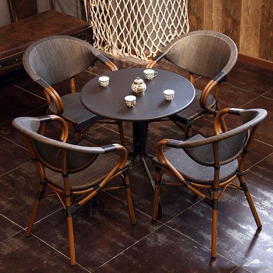 [리벨리] 아웃도어 탄소강 정원 티타임 4인용 테이블 