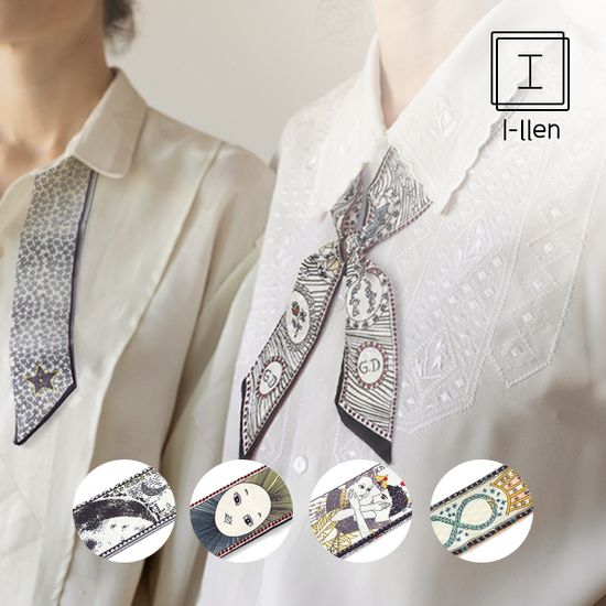 [아일렌]1+1 프린 양면 패턴 트윌리 쁘띠 스카프 4종