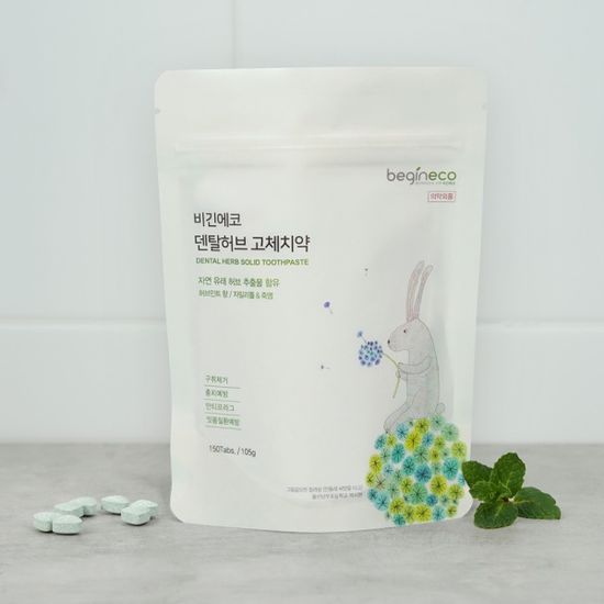 비긴에코 덴탈허브 고체치약 150정 파우치 X 3팩