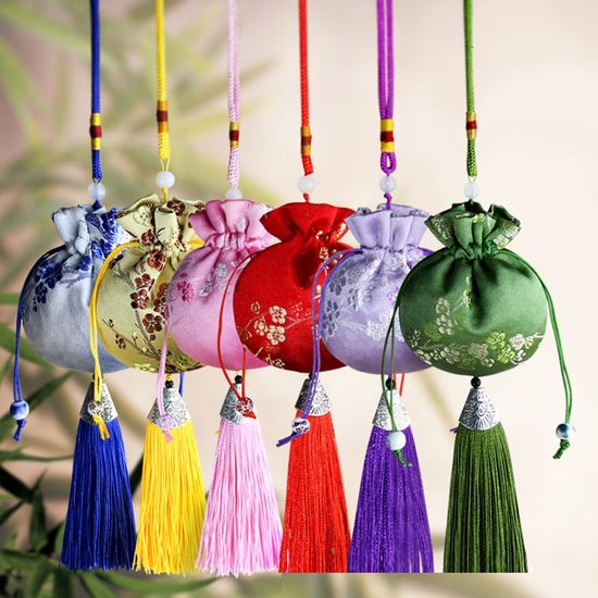 매화 노리개 향낭 복주머니 황금색(WC9A803)