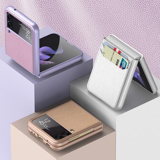 갤럭시Z플립3 심플 가죽 카드수납 슬롯 휴대폰 케이스