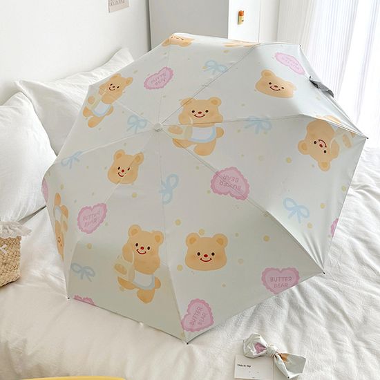 페이로 귀여운 곰돌이 자외선 차단 미니 자동 양우산