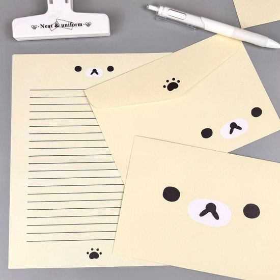 곰돌이 편지지 편지 편지봉투 세트 생일축하 메시지 