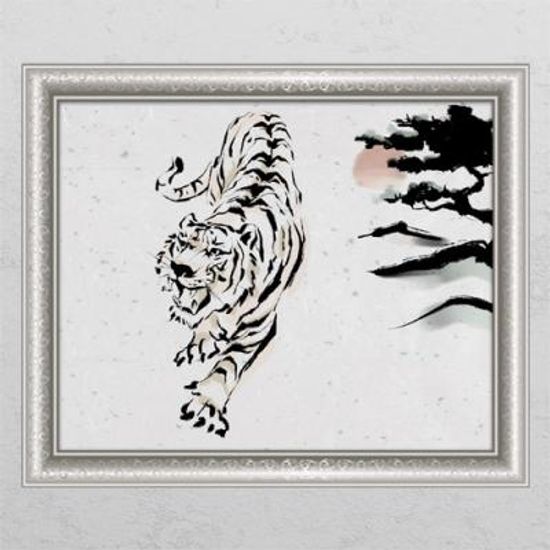 ca590-수묵화소나무아래호랑이_창문그림액자