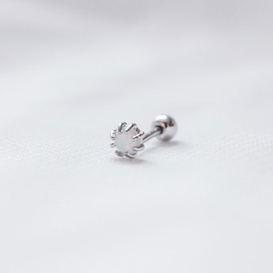 실버 오팔 원석 볼 피어싱 탄생석 
