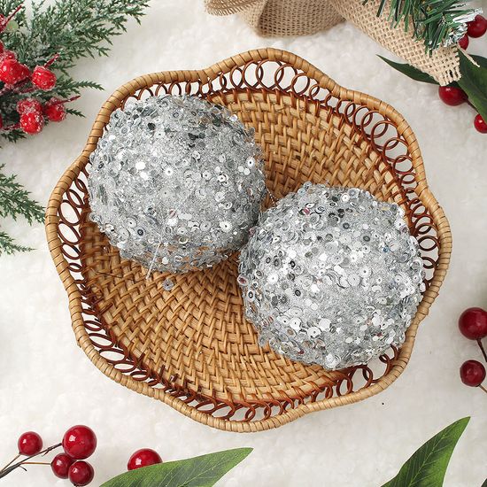 [도토로]로열실버 장식볼 2p(10cm) (샤인스핑글)