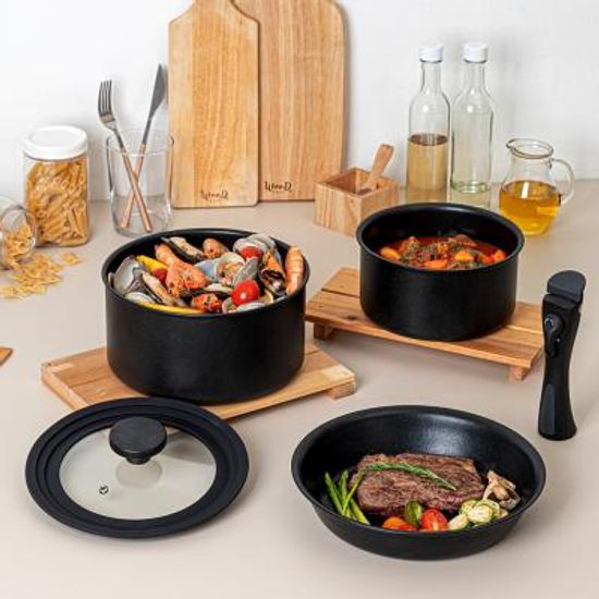 키친아트 IH 손잡이탈부착 냄비후라이팬세트