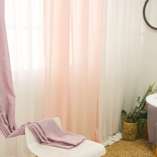 베이직 린넨 쉬폰 커튼 - 핑크 시리즈