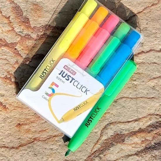 모리스 JUSTCLICK 노크식 똑딱이 형광펜 M2 5색set