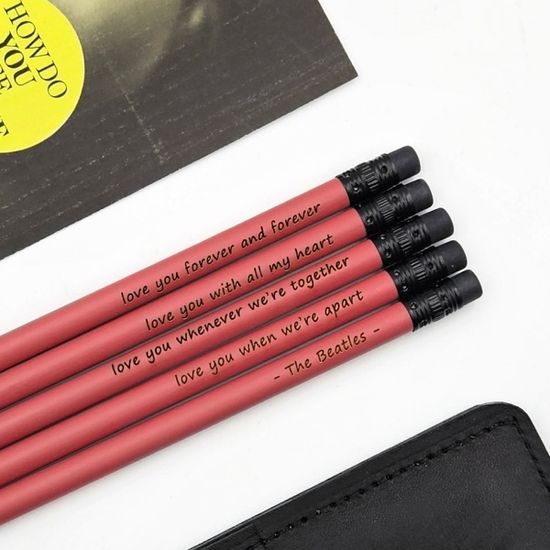 메시지 각인- Rust Red 지우개 원목연필 5본입