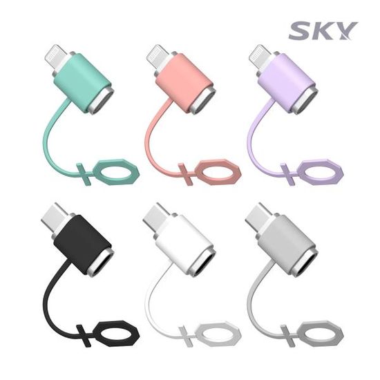 [6개입]스카이 USB-C타입 라이트닝 변환 젠더+고무링