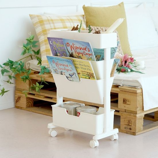 국내생산 모던슬림 북트롤리 4단-6단 이동식 책꽂이