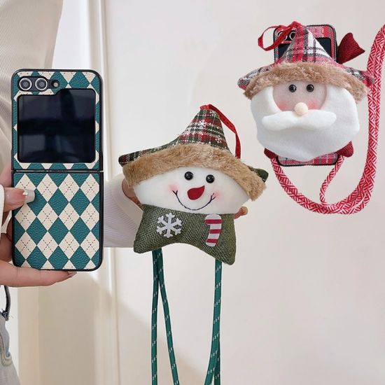 갤럭시 z플립 5 4 3 산타 눈사람 인형 스트랩 케이스