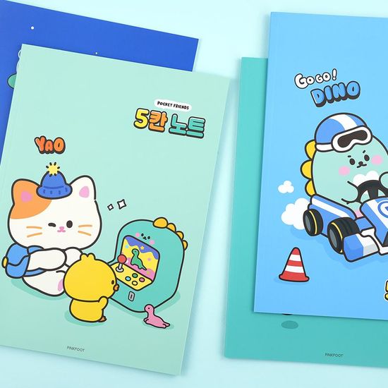 핑크풋 쪼꼬미5칸노트(블루)