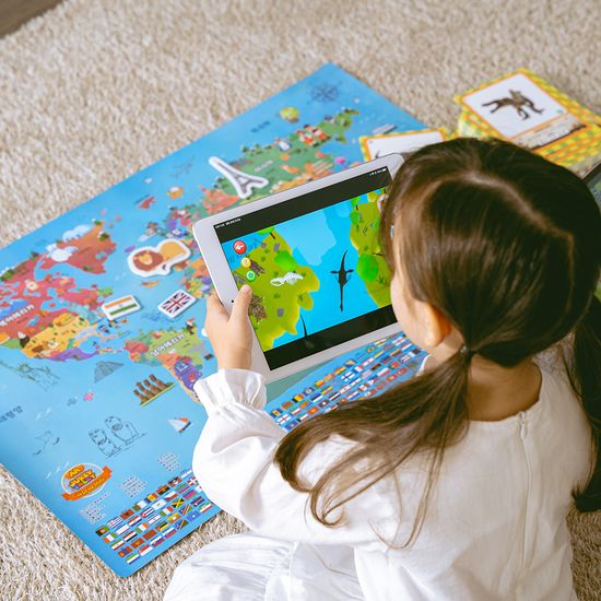 세계지도 어린이 증강현실 교구 + AR 무료 앱 