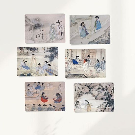 북키스 한국화 카드 혜원 신윤복 풍속화 엽서 15종
