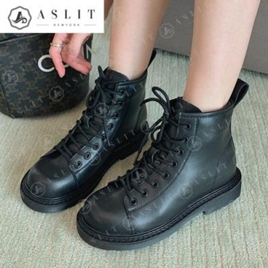 [애슬릿]여성 소 가죽 데일리 앵클 플랫 워커 부츠