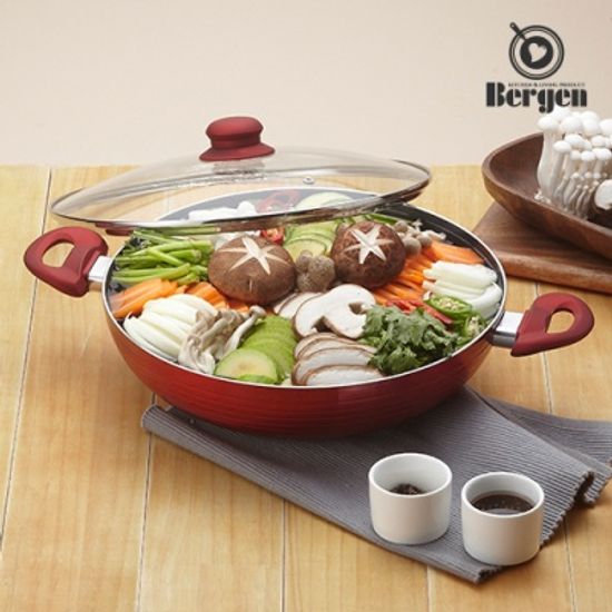 [베르겐] IH 버건디 양수 웍 30cm_스텐 찜판 증정