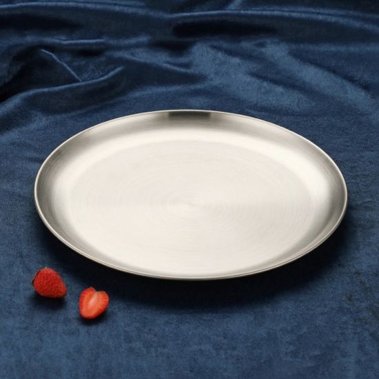 홈인쿡 플랫원형 스텐 접시 4p세트(26cm) (실버) 그릇