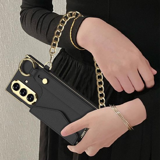 갤럭시 Z폴드7 카드 지갑 손목 스트랩 슬림 가죽 케이