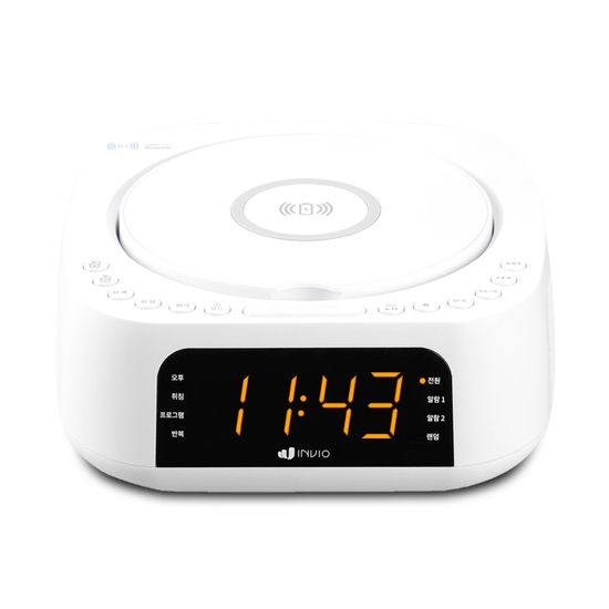 인비오 CD플레이어 블루투스 라디오 시계 알람