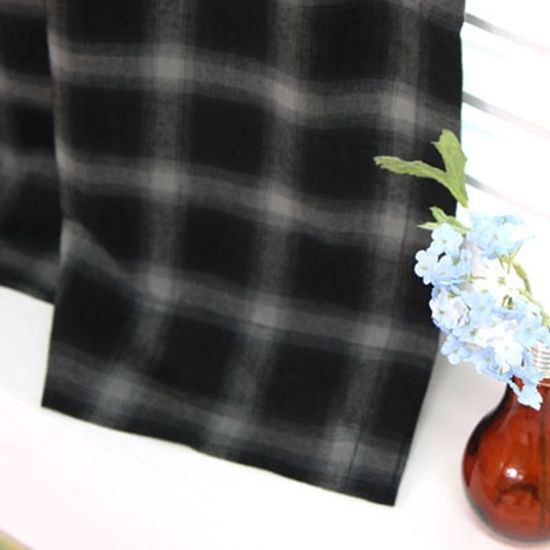 블랙 기모 쉐딩체크 암막커튼-그레이