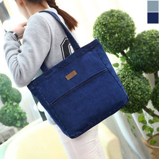 데님 지퍼 숄더백 1P 데일리 청가방 에코백 (WE1F7A9)