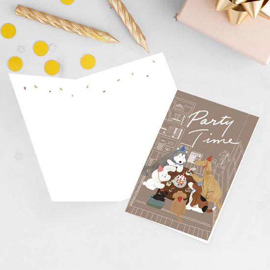 생일카드 HH2401 PARTY-TIME 캘리그라피 카드
