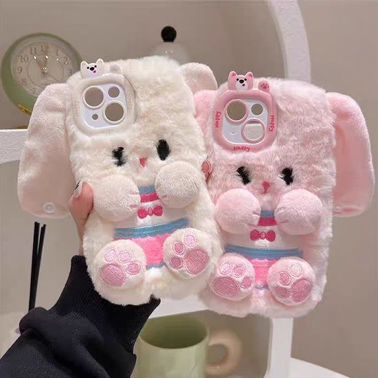 아이폰 16 15 14 13 12 귀여운 토끼 인형 털 케이스