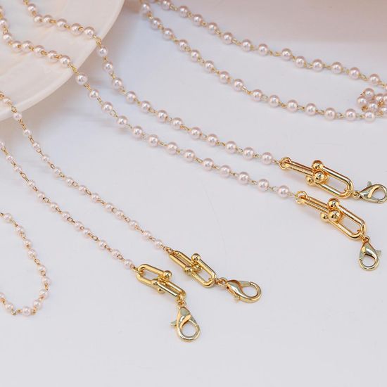 마스크 분실방지 스트랩 실버 진주 체인 목걸이 줄 끈