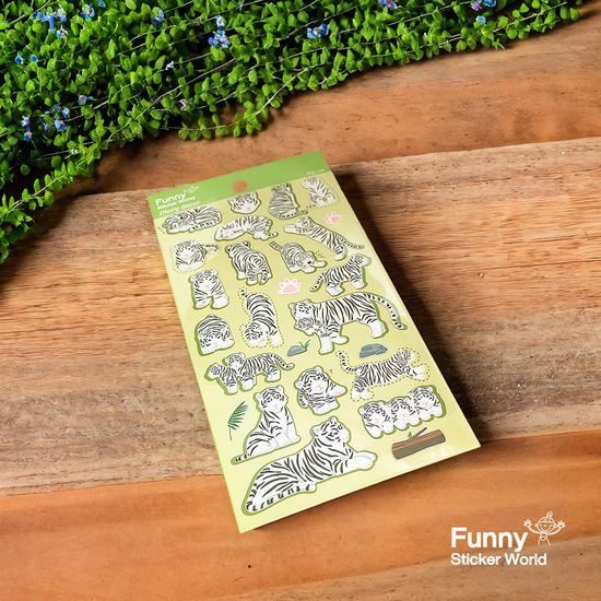 퍼니스티커 AT-224 핑크젤리 백호 아트지 스티커