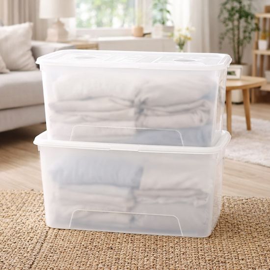 포터 반투명 옷 정리함 52L 4개 대형 투명 리빙박스