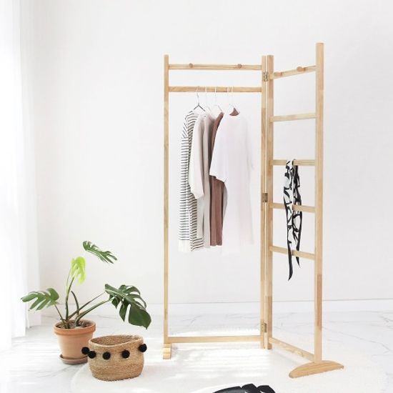 벤트리 원목 접이식 라인행거 (파티션 옷행거)