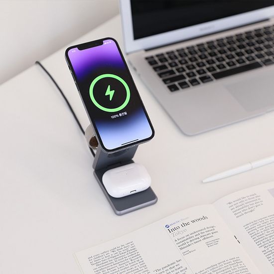 무아스 15W 폴더블 3 in 1 맥세이프 무선충전기