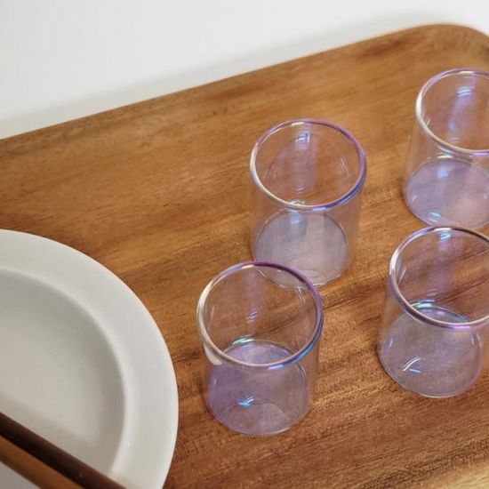오로라 소주잔 45ml 4P 홀로그램 술잔 감성 글라스잔