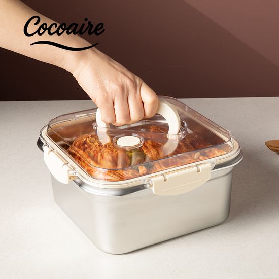 [코코에르] 스텐 핸들형 보관용기 정사각 1.8L/4L