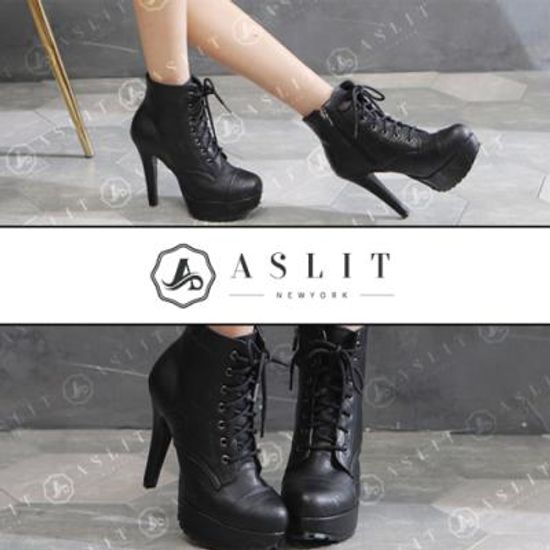 [애슬릿]여성 워커 레이스업 부츠 가보시 킬 힐 12cm