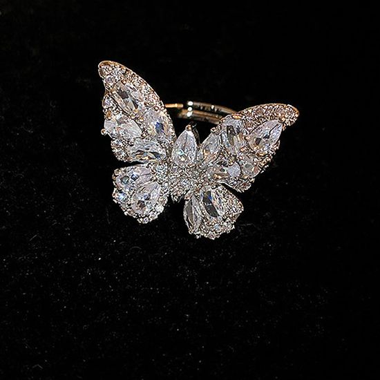 예쁜 큐빅 나비 오픈 반지 써지컬 스틸 행운 우정 링