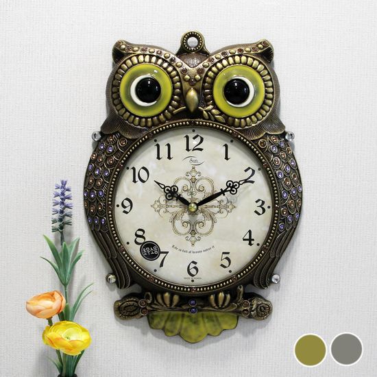 무소음 행운 복부엉이 주물 벽시계 HSA-643