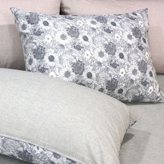 해바라기 멜란 양면 베개커버 - 그레이