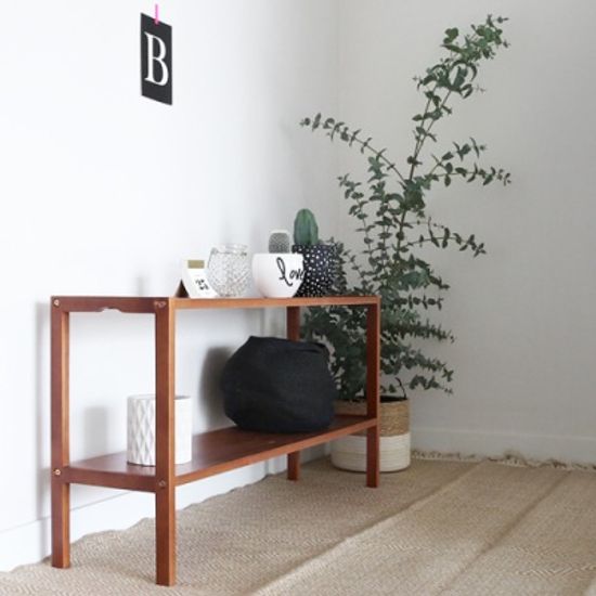 브라우니 원목 벤치 2단선반 100cm