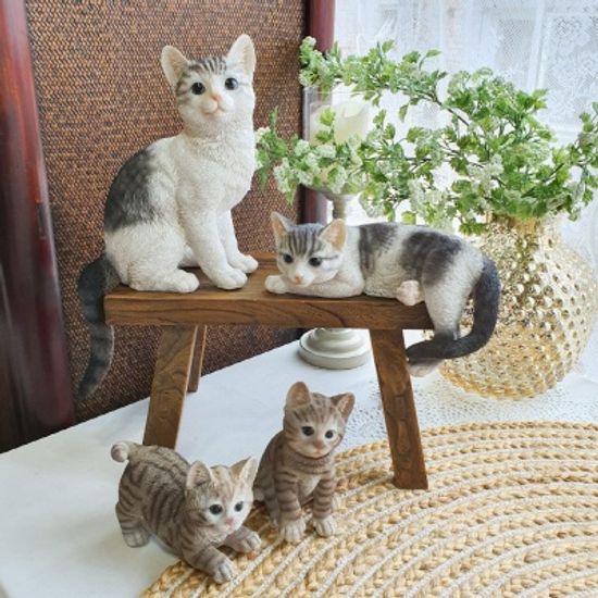 그레이 고양이 패밀리 장식인형