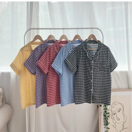 (5color)크레용 체크 커플잠옷 파자마 파티