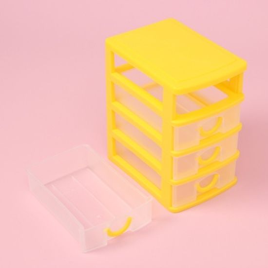 컬러팝 4단 멀티박스(옐로우) / 소품수납 미니서랍